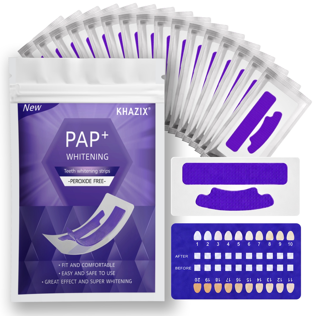 Teeth Whitening Strips Permanent - แผ่นฟอกฟันขาว 1/7 คู่ เพื่อรอยยิ้มที่ดูขาวขึ้น แผ่นฟอกฟันที่ยืดหยุ่น ใช้งานง่ายสำหรับการดูแลความงามประจำวัน
