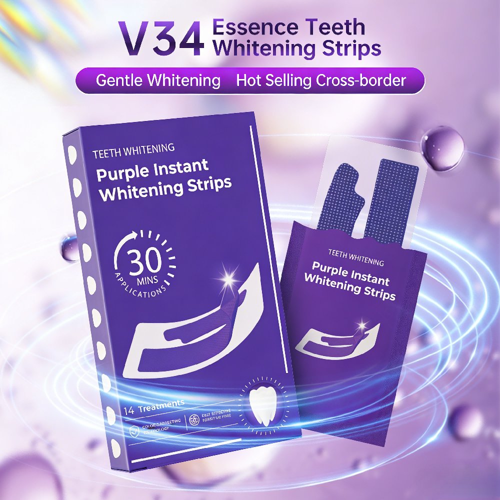 Teeth Whitening In Office - แผ่นฟอกสีฟันสีม่วง - ไม่ทำให้ฟันเสียว แผ่นฟอกสีฟันแบบเร่งด่วน แก้ไขสีฟัน แผ่นฟอกสีฟันสำหรับใช้ที่บ้านเพื่อฟันที่สะอาดขึ้น