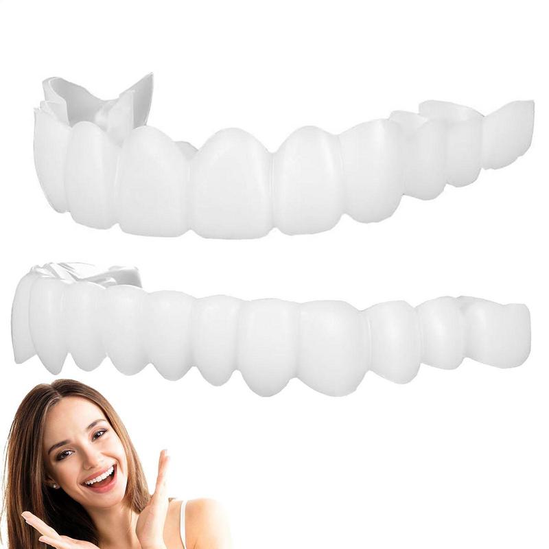 Teeth Whitening Veneers - แผ่นปิดฟันแบบสแนปออน วีเนียร์ซิลิโคนสำเร็จรูป ฟันปลอมบน สำหรับผู้ชายและผู้หญิง อุปกรณ์เสริมความงาม