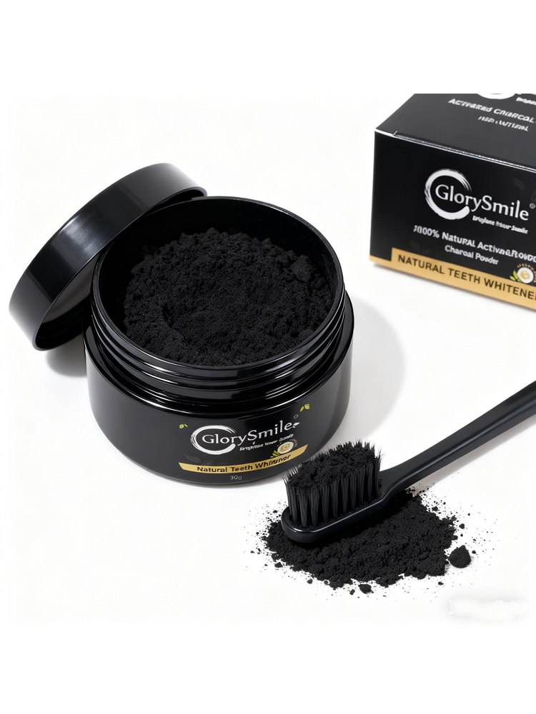 Teeth Whitening Charcoal Powder - ผงฟอกสีฟันถ่านกัมมันต์กลอรี่สไมล์, ผงทำความสะอาดฟันถ่านกัมมันต์, ผงถ่านกัมมันต์จากกะลามะพร้าว