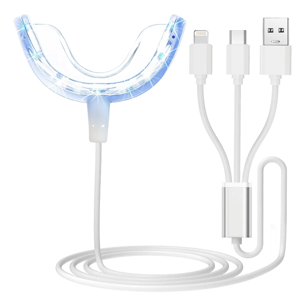 Teeth Whitening With Blue Light - ฟันไวท์เทนนิ่ง Accelerator Light,16x ที่มีประสิทธิภาพมากขึ้นไฟ LED สีฟ้าปากถาดฟันไวท์เทนนิ่ง