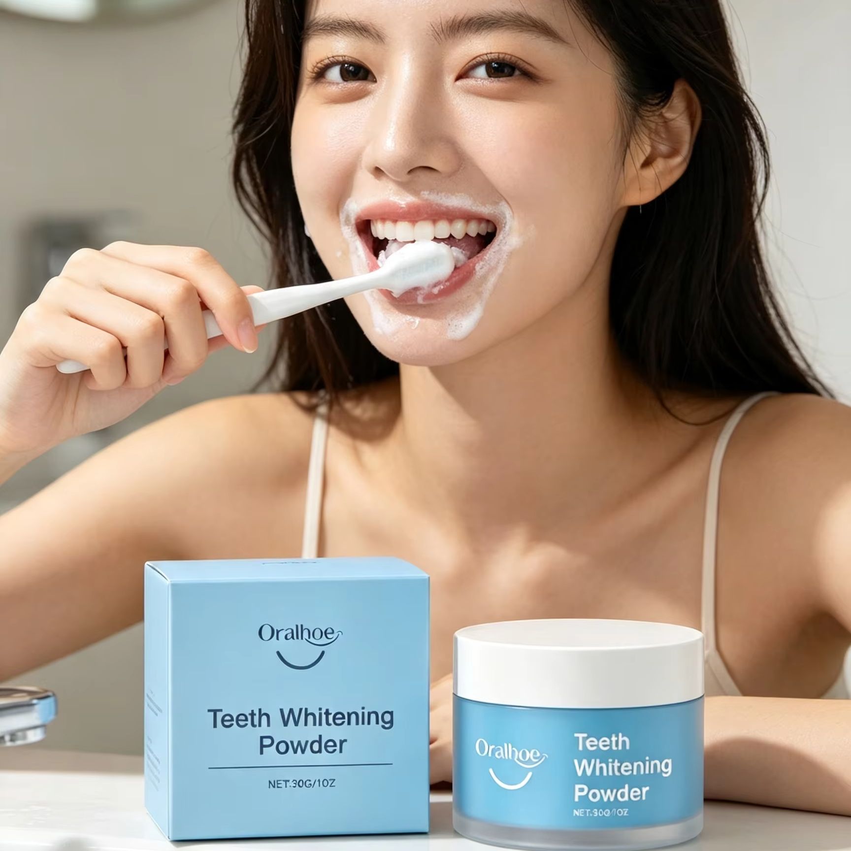 Teeth Whitening Remedies - ผงแปรงฟัน Oralhoe สำหรับขจัดคราบฟัน ทำความสะอาดล้ำลึก ลมหายใจสดชื่น ขจัดคราบพลัค