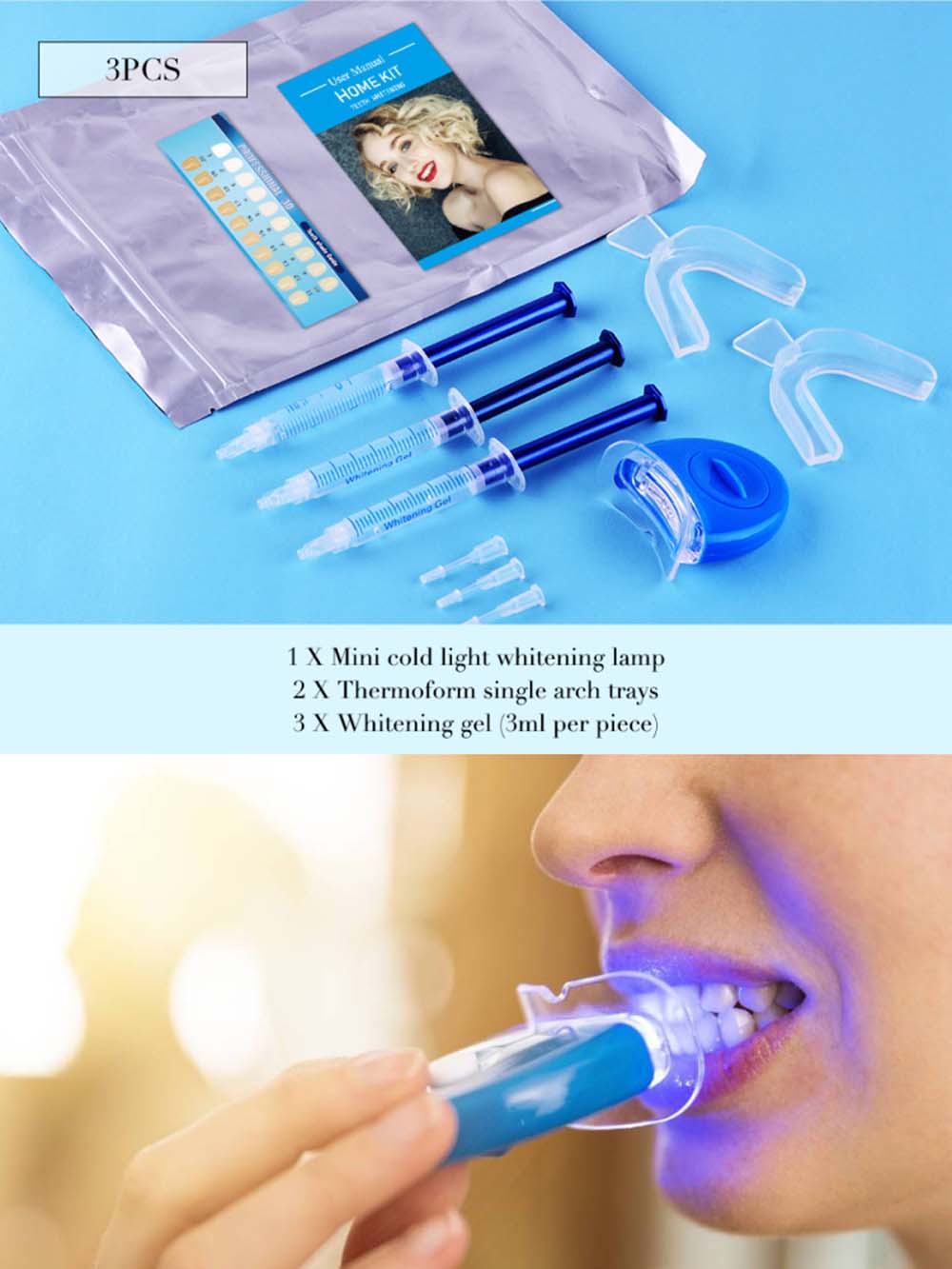 Teeth Whitening Bleach - ชุดเจลฟอกสีฟอกสีฟันเปอร์ออกไซด์พร้อมไฟ LED สำหรับมืออาชีพชุดฟอกสีฟันรอยยิ้มสีขาวสดใส