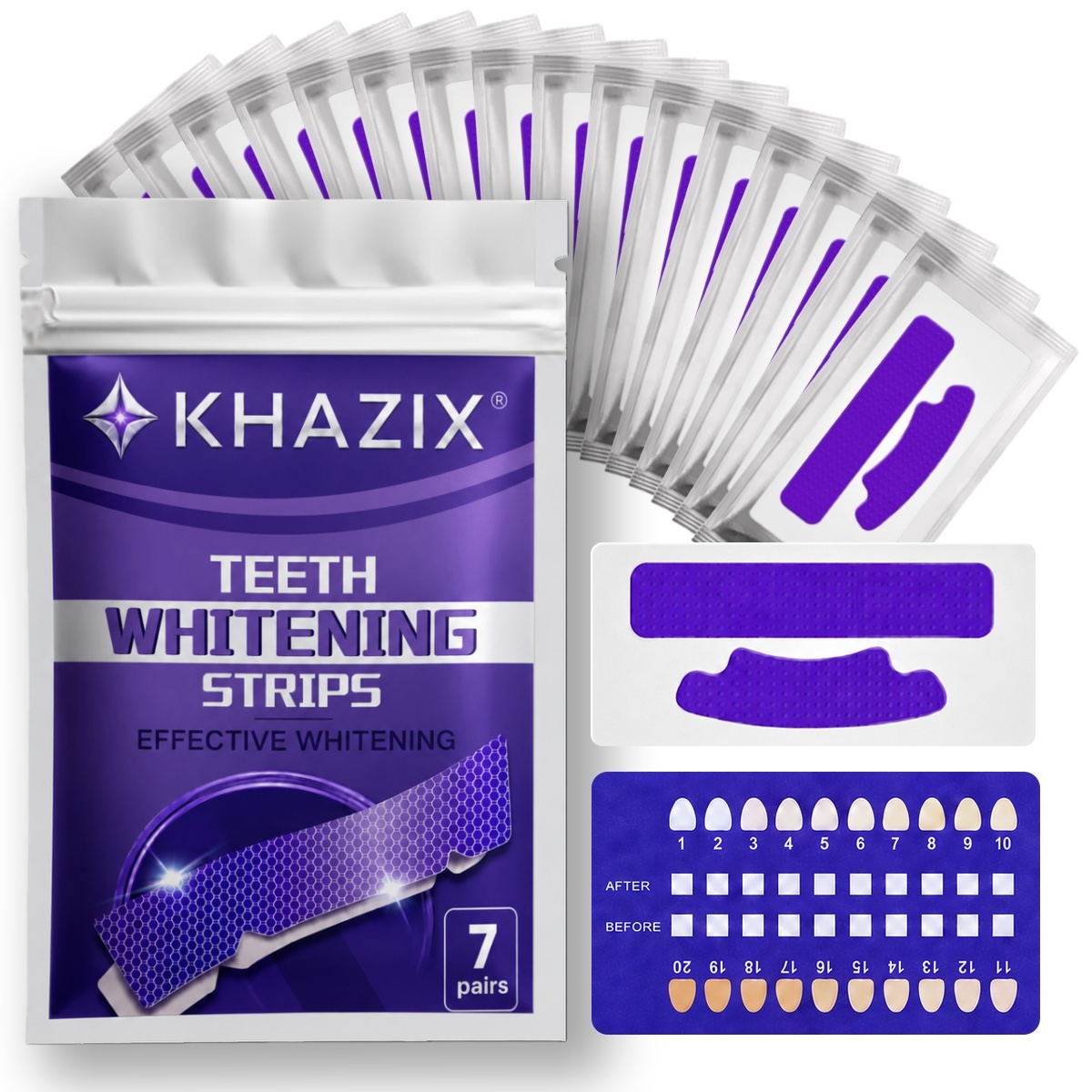 Teeth Whitening Strips Permanent - แผ่นฟอกฟันขาว 1/7 คู่ เพื่อรอยยิ้มที่ดูขาวขึ้น แผ่นฟอกฟันที่ยืดหยุ่น ใช้งานง่ายสำหรับการดูแลความงามประจำวัน