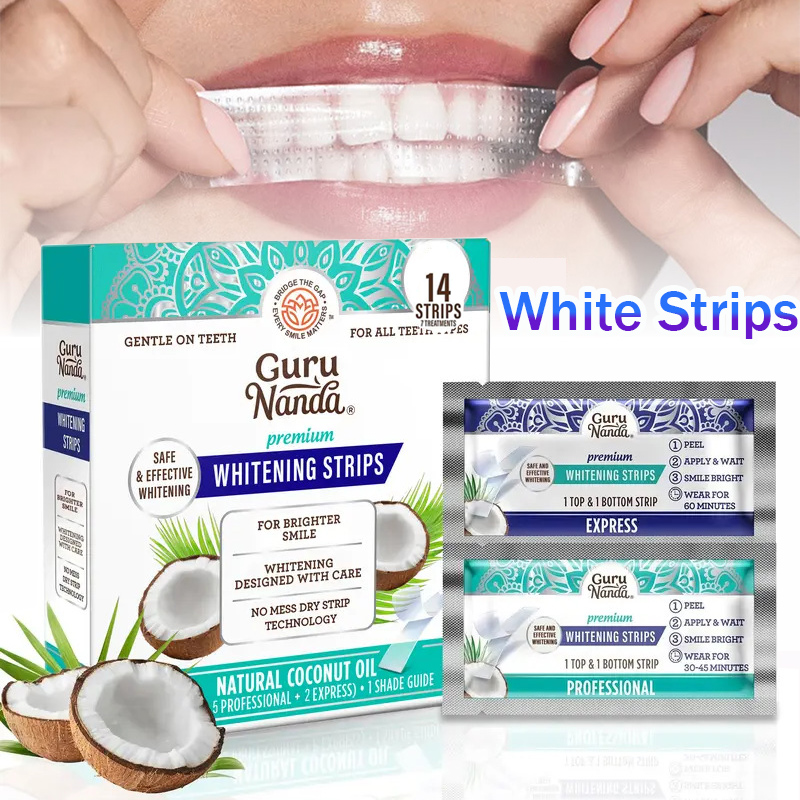 Teeth Whitening Strips Permanent - แผ่นฟอกสีฟันน้ำมันมะพร้าว 1/2/3 กล่อง, แผ่นฟอกสีฟันสำหรับขจัดคราบ, แผ่นทำความสะอาดฟันเพื่อสุขอนามัยช่องปากระดับมืออาชีพ