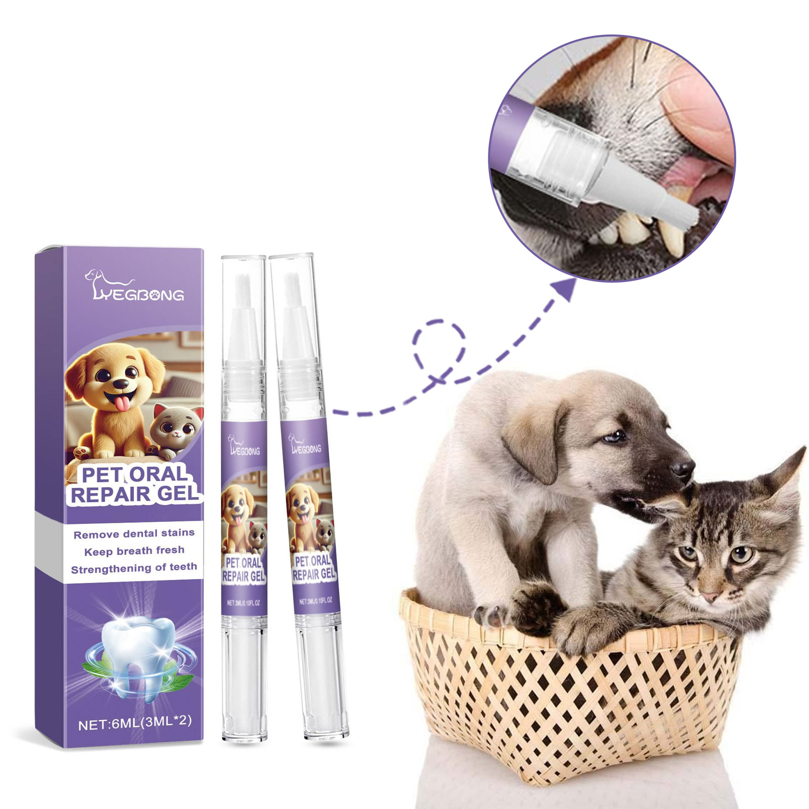 Teeth Whitening Pen - แปรงสีฟันสำหรับสัตว์เลี้ยง 12 ชิ้น ปากกาทำความสะอาดคราบฟัน ขจัดคราบหินปูน ฟันขาวสะอาด