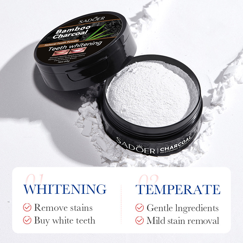 60g ฟันไวท์เทนนิ่งผง Activated - Teeth Whitening Charcoal Powder บทวิจารณ์และราคา