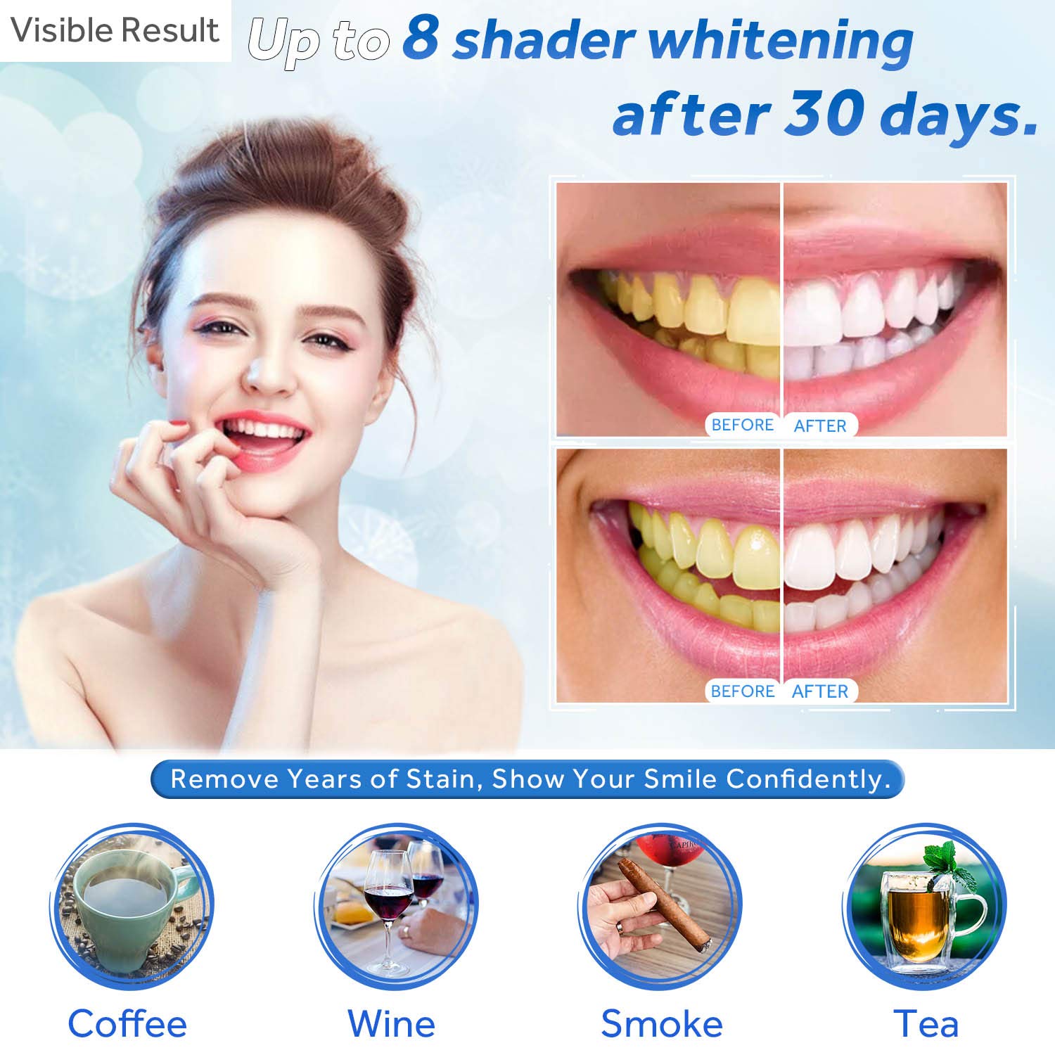 เจลฟอกสีฟันแบบเติม หลอดฉีดยาเจ - Teeth Whitening Charcoal Powder บทวิจารณ์และราคา